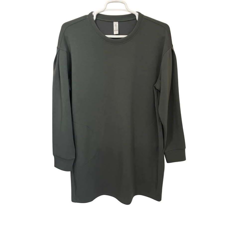 Spanx AirEssentials Crew Neck Long Sleeve Dress Dark Green Olive Plus Size 1X